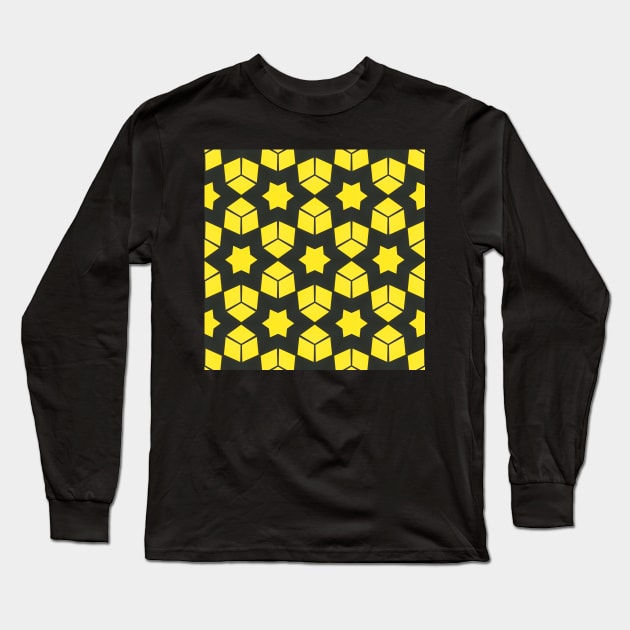 Black and Yellow Honey Bee Colors Pattern 4 Long Sleeve T-Shirt by BubbleMench